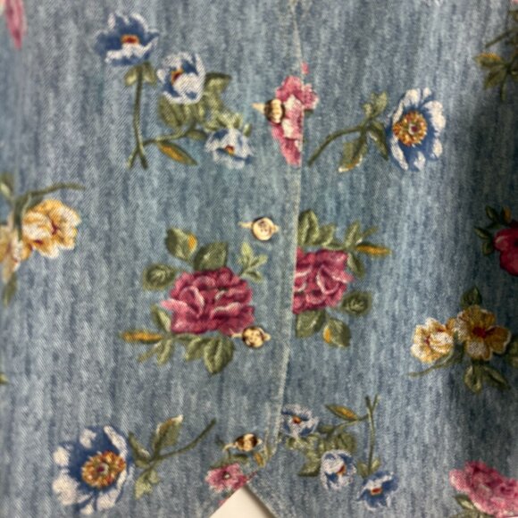 Christopher & Banks Floral Denim Vest Medium Vtg 90s USA Cotton Cottagecore - Picture 9 of 10